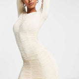 Sndys Ruched Mini Dress In Cream