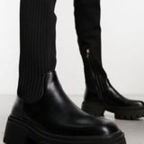 Simmi London Reign Knitted Over The Knee Second Skin Boots In Black