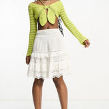 Asos Design Crochet Butterfly Shape Top In Green