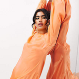 Asos Edition Satin Long Sleeve Maxi Smock Dress In Orange