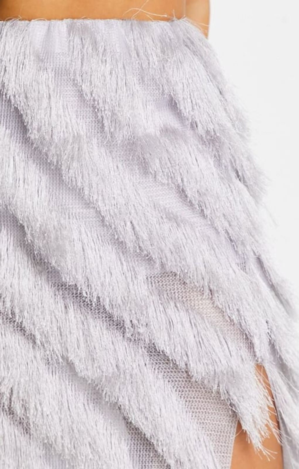 Asos Design Fringe Midi Skirt In Silver – skirts by ASOS DESIGN, available to rent from Hirestreet