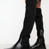 Simmi London Reign Knitted Over The Knee Second Skin Boots In Black