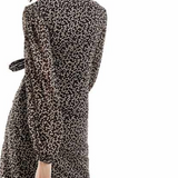 Object Long Sleeve Wrap Front Mini Dress In Black Ditsy Floral