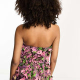 Asos Design Corset Plunge Mini Dress With Corsage Detail In Floral Print