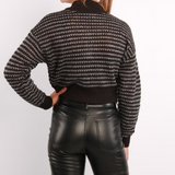 Noisy May High Neck Fluffy Jumper In Black & Grey Stripe