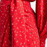 Glamorous Long Sleeve Fitted Wrap Dress In Multi Red Ditsy Floral