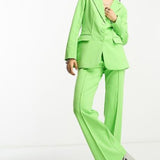 Only High Waisted Flared Trouser In Lime