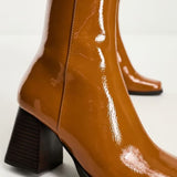 Asos Design Reform Mid-Heel Boots In Tan Patent