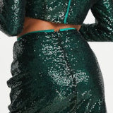 Collective The Label Petite Exclusive High Neck Sequin Top In Emerald