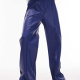 Topshop Faux Leather Jogger Style Straight Leg Trouser In Cobolt