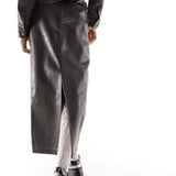 Reclaimed Vintage Washed Leather Midi Skirt
