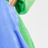 Flounce London Petite Balloon Sleeve Ruffle Maxi Dress In Contrast Blue And Green