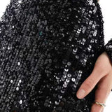 Asos Design Sequin Midi Skirt With Split Detail Co-Ord In Black