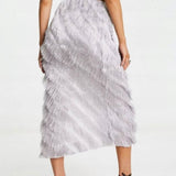 Asos Design Fringe Midi Skirt In Silver – skirts by ASOS DESIGN, available to rent from Hirestreet