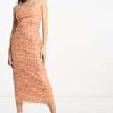 4Th & Reckless Cowl Neck Strappy Back Midi Dress In Orange Snake Print