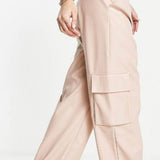 Miss Selfridge Faux Leather Wide Leg Cargo Trouser In Taupe – trousers by Miss Selfridge, available to rent from Hirestreet