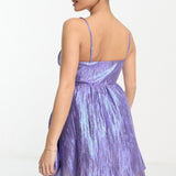 Collective The Label Petite Exclusive Metallic Pleated 3D Heart Mini Dress In Iridescent