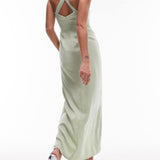 Topshop Ring Detail Maxi Dress In Sage