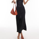 Topshop Maxi Dress With Beaded Fringing Detail In Black