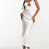 Sndys X Molly King Satin Strappy Midi Dress In White