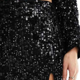Asos Design Sequin Midi Skirt With Split Detail Co-Ord In Black