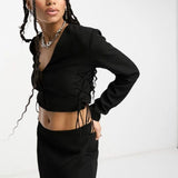 Annorlunda Wrap Around Mini Skirt In Black