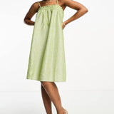 Pieces Cami Babydoll Mini Dress In Lime