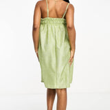 Pieces Cami Babydoll Mini Dress In Lime