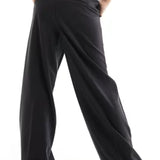 Pieces Tailored Wide Leg Trousers In Charcoal