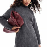 Pimkie High Neck Knitted Mini Jumper Dress in Charcoal