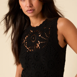 Nobody's Child Black Crochet Olympia Midi Dress by Poppy Delevingne