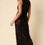 Nobody's Child Black Crochet Olympia Midi Dress by Poppy Delevingne