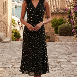 Nobody's Child Poppy Delevingne Black Polka Dot Pandora Midi Dress