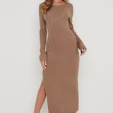 Pretty Lavish Adora Twist Knot Back Taupe Midaxi Dress – dresses by Pretty Lavish, available to rent from Hirestreet