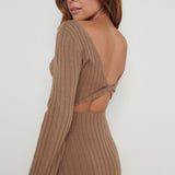 Pretty Lavish Adora Twist Knot Back Taupe Midaxi Dress – dresses by Pretty Lavish, available to rent from Hirestreet