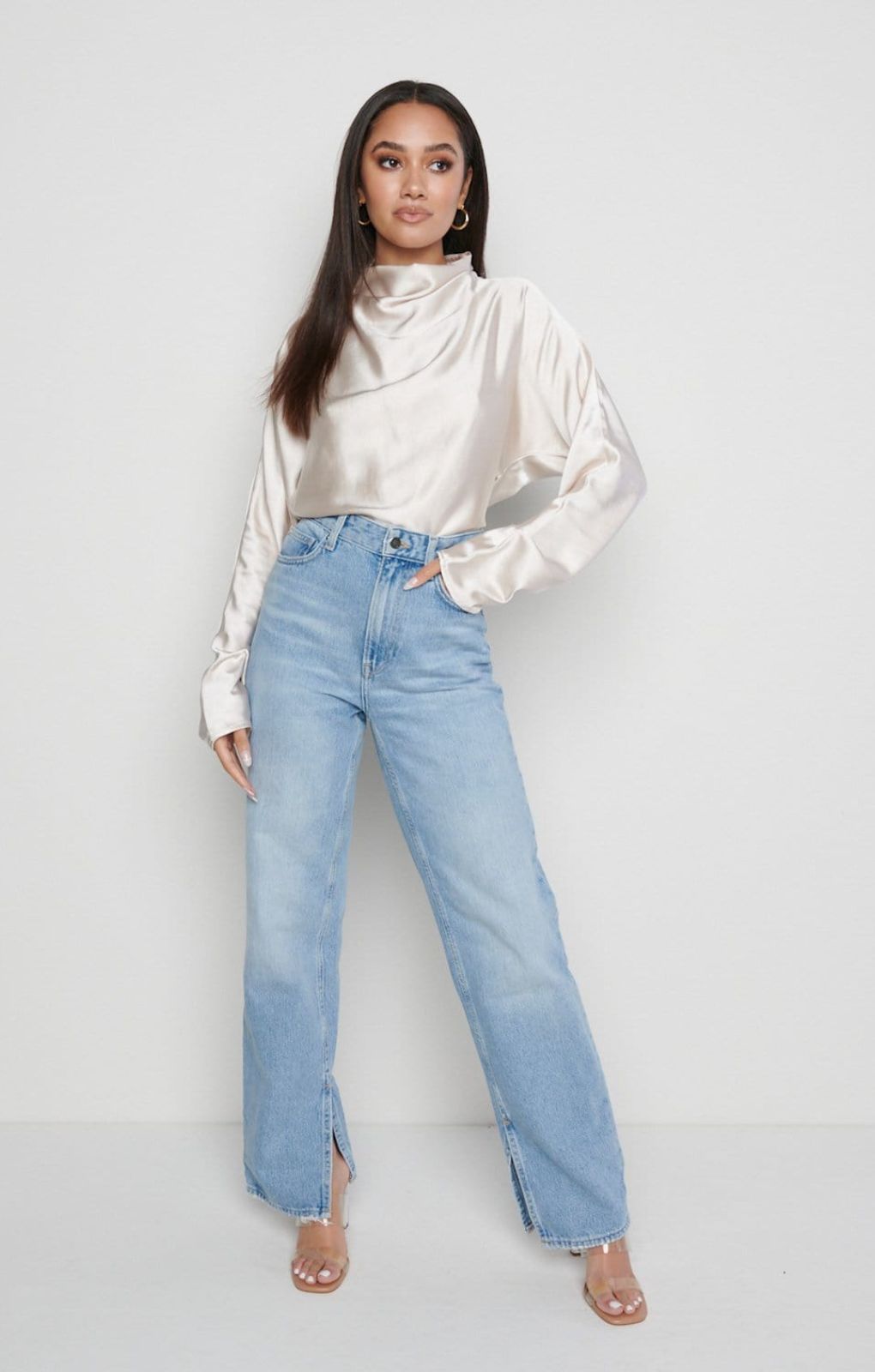 Pretty Lavish Bonnie High Neck Oyster Backless Blouse – tops by Pretty Lavish, available to rent from Hirestreet