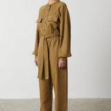 Pretty Lavish Brooke Belted Khaki Jumpsuit