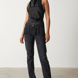 Pretty Lavish Callie Asymmetric Black Fringed Top – tops by Pretty Lavish, available to rent from Hirestreet