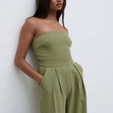 Pretty Lavish Campbell Bandeau Olive Jumpsuit