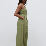 Pretty Lavish Campbell Bandeau Olive Jumpsuit