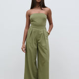 Pretty Lavish Campbell Bandeau Olive Jumpsuit