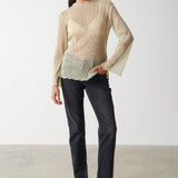 Pretty Lavish Fraser Sheer Gold Plisse Top – tops by Pretty Lavish, available to rent from Hirestreet