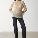 Pretty Lavish Fraser Sheer Gold Plisse Top – tops by Pretty Lavish, available to rent from Hirestreet
