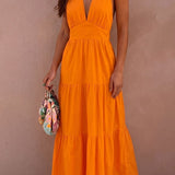 Pretty Lavish Gabrielle Halterneck Aperol Midaxi Dress