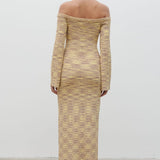 Pretty Lavish Joanna Bardot Knit Lemon Melange Maxi Dress