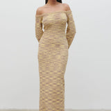 Pretty Lavish Joanna Bardot Knit Lemon Melange Maxi Dress