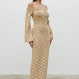 Pretty Lavish Joanna Bardot Knit Lemon Melange Maxi Dress