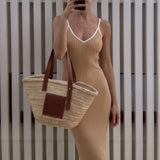 Pretty Lavish Lorin Contrast Strap Camel Knit Dress