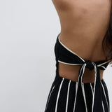 Pretty Lavish Penny Striped Black and Cream Bandeau Dress