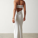 Pretty Lavish Sasha Metallic Silver Maxi Dress – dresses by Pretty Lavish, available to rent from Hirestreet